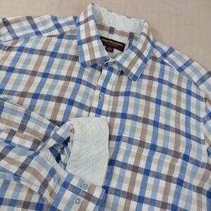 Johnston & Murphy Medium‎ Mens Shirt Linen Flip Cuff 22x27